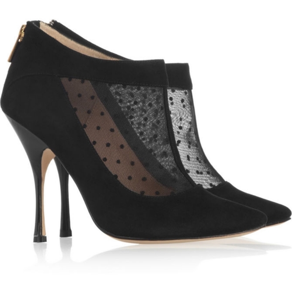 ** Lucy Choi London** Padstow Mesh-Paneled Suede Ankle Bootie. Size 37 - Picture 4 of 16
